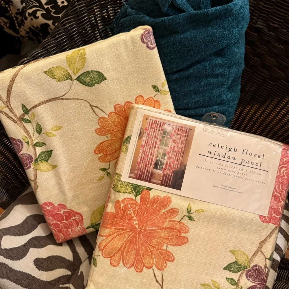 PIER 1 Imports Vintage Raleigh Floral Window Panel Curtains Set Of Two curtains